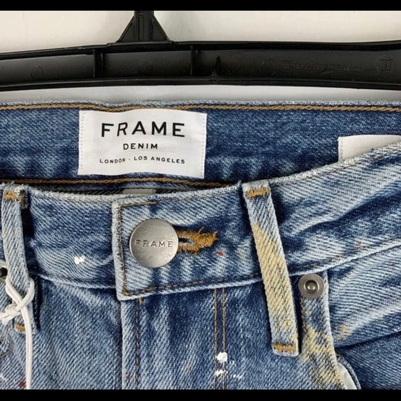 FRAME Stevie Splatter Paint Raw Edge Shorts Sz 24 - Picture 4 of 7